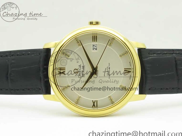 0111 De Ville YG MKF 1:1 Best Edition Silver Dial Diamonds Markers on Black Leather Strap MIYOTA 9015 V Flexible 8046